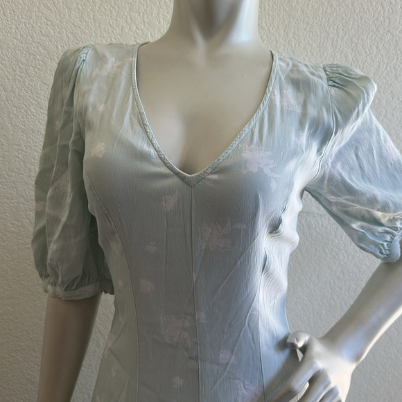 Revolve | Something Navy Mint Etch Flower Dress - Picture 5 of 9